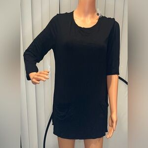 LOGO by Lori Goldstein Black Tunic Top
